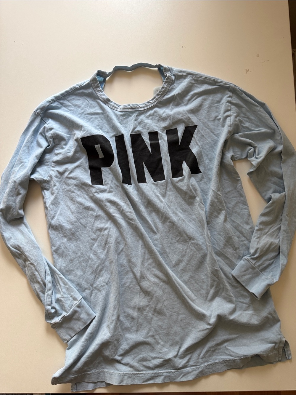 PINK | Victoria's Secret | Light Blue | Long Sleeve Tee with Black Logo |